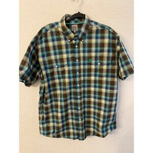 Cinch plaid button up western rodeo shirt mens size large